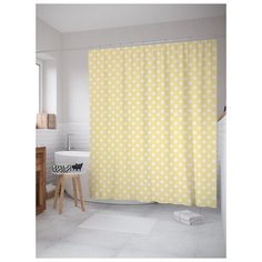 Штора (занавеска) для ванной JoyArty "Классический горох" из ткани, 180х200 см с крючками
