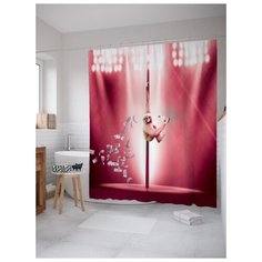 Штора (занавеска) для ванной JoyArty "Обезьяна на шесте" из ткани, 180х200 см с крючками