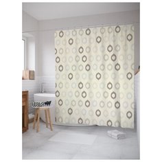Штора (занавеска) для ванной JoyArty "Миловидные круги" из ткани, 180х200 см с крючками