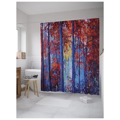 Штора (занавеска) для ванной JoyArty "Лес грехов" из ткани, 180х200 см с крючками