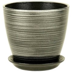 Горшок Сады Аурики с поддоном Бутон 18 х 18 см черный/серебро