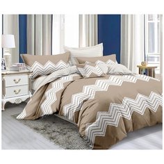 Постельное белье на резинке Mercury Home Зигзаг Евро Поплин