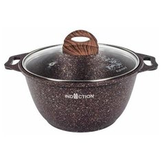 Кастрюля с антипригарным покрытием со стеклянной крышкой Kukmara (Granit Ultra Induction red) кгаи22а, 2 л