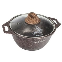 Кастрюля с антипригарным покрытием со стеклянной крышкой Kukmara (Granit Ultra Induction red) кгаи42а, 4 л