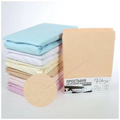 Простынь на резинке Valtery PM persikovaya / 200 х 200 см / Махра