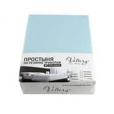 Простынь на резинке Valtery PT biryuzovyy / 160 х 200 см / Трикотаж