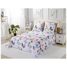 Простынь без резинки Valtery PCR-279 / 160 х 220 см / Сатин