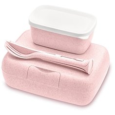 Набор из 2 ланч-боксов и столовых приборов candy ready organic розовый Koziol
