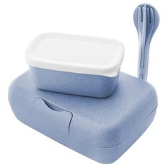 Набор из 2 ланч-боксов и столовых приборов candy ready organic синий Koziol