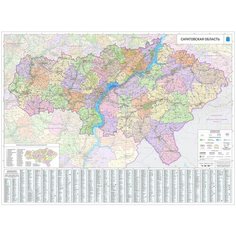Настенная карта Саратовской области 101 х 136 см (на самоклеющейся пленке) Отрок