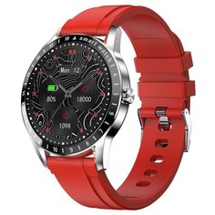 Смарт часы KingWear LA10 (синхронизация текстовых сообщений, напоминания, уведомления, пульсометр, тонометр, оксиметр, фитнес трекер, монитор сна, будильник, секундомер, таймер, управление плеером и камерой, влагозащита, AMOLED дисплей) красный