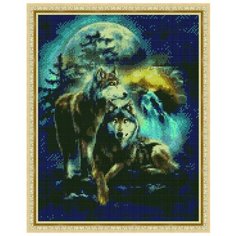 Алмазная мозаика Paintboy Волки в ночи 40х50 см