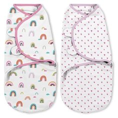Конверт на липучке SwaddleMe Organic®, размер S/M, (2 шт), радуги/сердечки Summer Infant