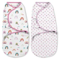 Конверт на липучке SwaddleMe Organic®, размер S/M, (2 шт), радуги/сердечки Summer Infant