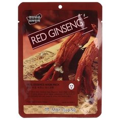 Набор 10 шт Маска для лица тканевая May Island Real Essence Red Ginseng Mask Pack (25 мл*10 шт)