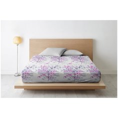 Простыня на резинке "сакура" Ночь Нежна 140 х 200 х 20 см, Поплин 110 гр/м2 (100 % хлопок)