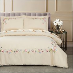 Постельное белье Arya Home Deluxia сатин с эклюзивной вышивкой размером 200X220 Hivda в подарочной упаковке