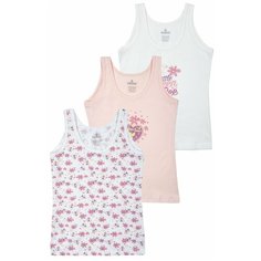 Майка BAYKAR 3 шт., размер 146/152, белый/молочный/розовый