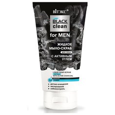 Витэкс Black Clean for Men Жидкое мыло-скраб для лица с активным углем 150 мл Viteks