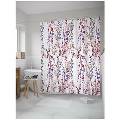 Штора (занавеска) для ванной JoyArty "Лесная находка" из ткани, 180х200 см с крючками