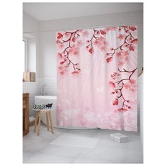 Штора (занавеска) для ванной JoyArty "Райские перемены" из ткани, 180х200 см с крючками