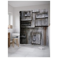 Штора (занавеска) для ванной JoyArty "Клепанная поверхность" из ткани, 180х200 см с крючками