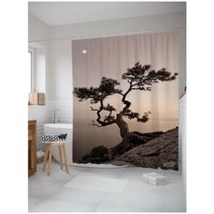 Штора (занавеска) для ванной JoyArty "Удивительный склон" из ткани, 180х200 см с крючками