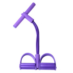 Трубчатый эспандер с петлями для ног и ручками (фиолетовый) Noname