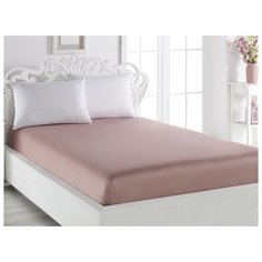 Простыня на резинке "Karna. Loft", сатин, 260x280 см, цвет грязно-розовый
