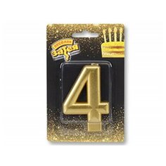 Свеча для торта золотая, цифра "4", 8 см Веселая Затея