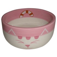 Миска для животных FOXIE Pink Cat розовая керамическая 11,5х11,5х5см 320мл