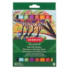 Фломастеры Derwent Academy Twin-Tip - Chisel, 8 цветов 98208