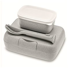 Набор из 2 ланч-боксов и столовых приборов Koziol Candy Ready Organic серый (3272670)