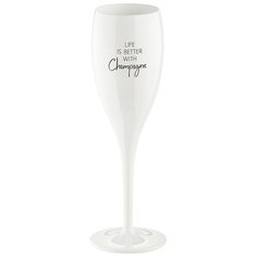Бокал для шампанского Koziol Superglas CLUB NO. 1 LIFE IS BETTER WITH CHAMPAGNE, 100 мл (3916525)