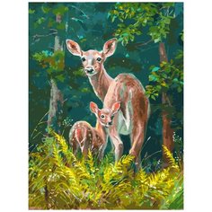 Набор для творчества Белоснежка Картина по номерам на холсте Пятнистые олени 30х40 см