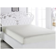 Простынь сатин "KARNA" на резинке LOFT 160x240 см - Экрю