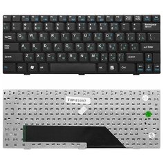 Клавиатура для ноутбука MSI Wind U90, U100, U110, Clevo M1000, DNS 0119849 Series. Плоский Enter. Черная, без рамки. PN: V022340BK1, MP-08A76SU-359. Top On