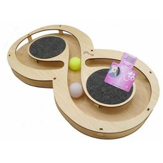 Игровой комплекс для кошек Glory Life Восьмерка с шариками c когтеточкой из ковра 49х27х3,6 см