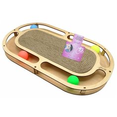 Игровой комплекс для кошек Glory Life Стадион с шариками c когтеточкой из каната 49х27х3,6 см