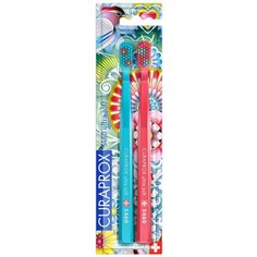 Набор зубных щеток "ultrasoft", d 0,10 мм (2 шт.) Summer 2021 (голубая, малиновая) Curaprox