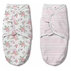 Конверт на липучке Swaddleme®Luxe With Easy Change, размер S/M, (2 шт.), розочки/розовые полоски Summer Infant