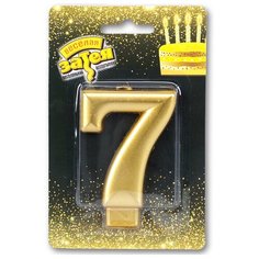 Свеча для торта золотая, цифра "7", 8 см Веселая Затея