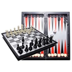 Шахматы, шашки, нарды / настольная игра 3 в 1 магнитная (9718), размер доски 30х30 см Cliff