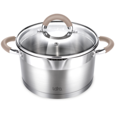 Кастрюля LARA Берлин 3,1л нерж.сталь, капс.дно, шкала, силик.накл, крыш.-дуршлаг