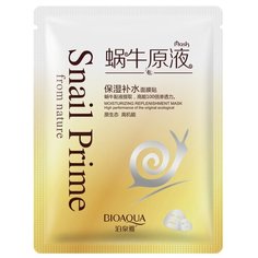 BioAqua Тканевая маска для лица с муцином улитки и экстрактом шелка Snail Prime, 30 г