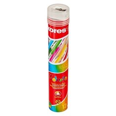 Карандаши цветные Kores 12 цветов, 3 грани, точилка, тубус (93313)