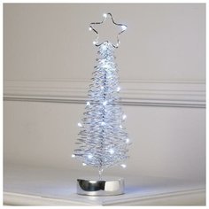 Елка плетеная Luazon Lighting светодиодная, 30*8*8 см, от батареек, белый