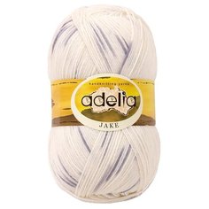 Пряжа Adelia Jake, 75% шерсть, 25% нейлон, 5*100 г, 400 м+-15 м, №01, белый, серый