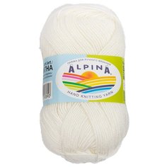 Пряжа Alpina Samantha, 75% вискоза, 25% полиэстер, 10*50 г, 160 м+-10 м, №02, молочный