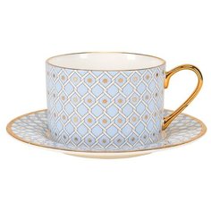 Чашка с блюдцем. Императорский фарфоровый завод. Форма Идиллия. Рисунок Азур 2. 250мл. Костяной фарфор.